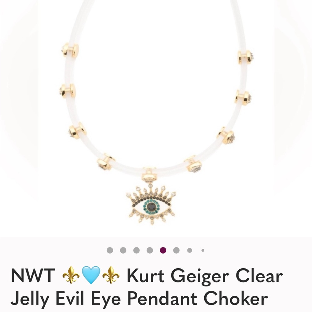 NWT Kurt Geiger Gold and Clear Evil Eye Necklace